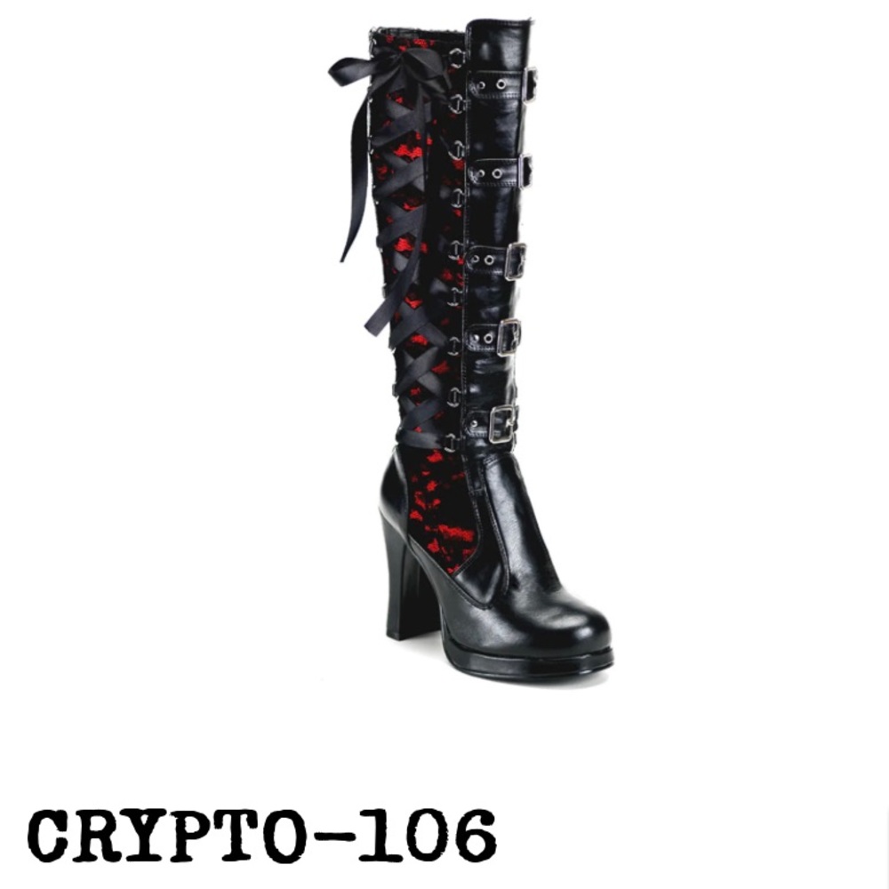 Authentic Demonia Crypto-106 boots in black and red